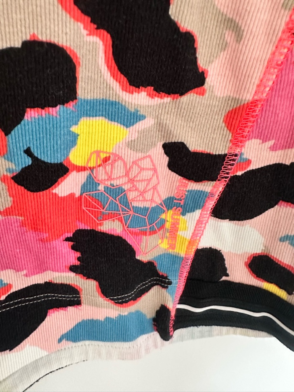 Marc Cain Ribbed Print T-Shirt Multi Macaroon - Picture 4 of 8